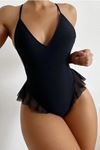 SİA Siyah Fırfırlı Bodysuit PR15090